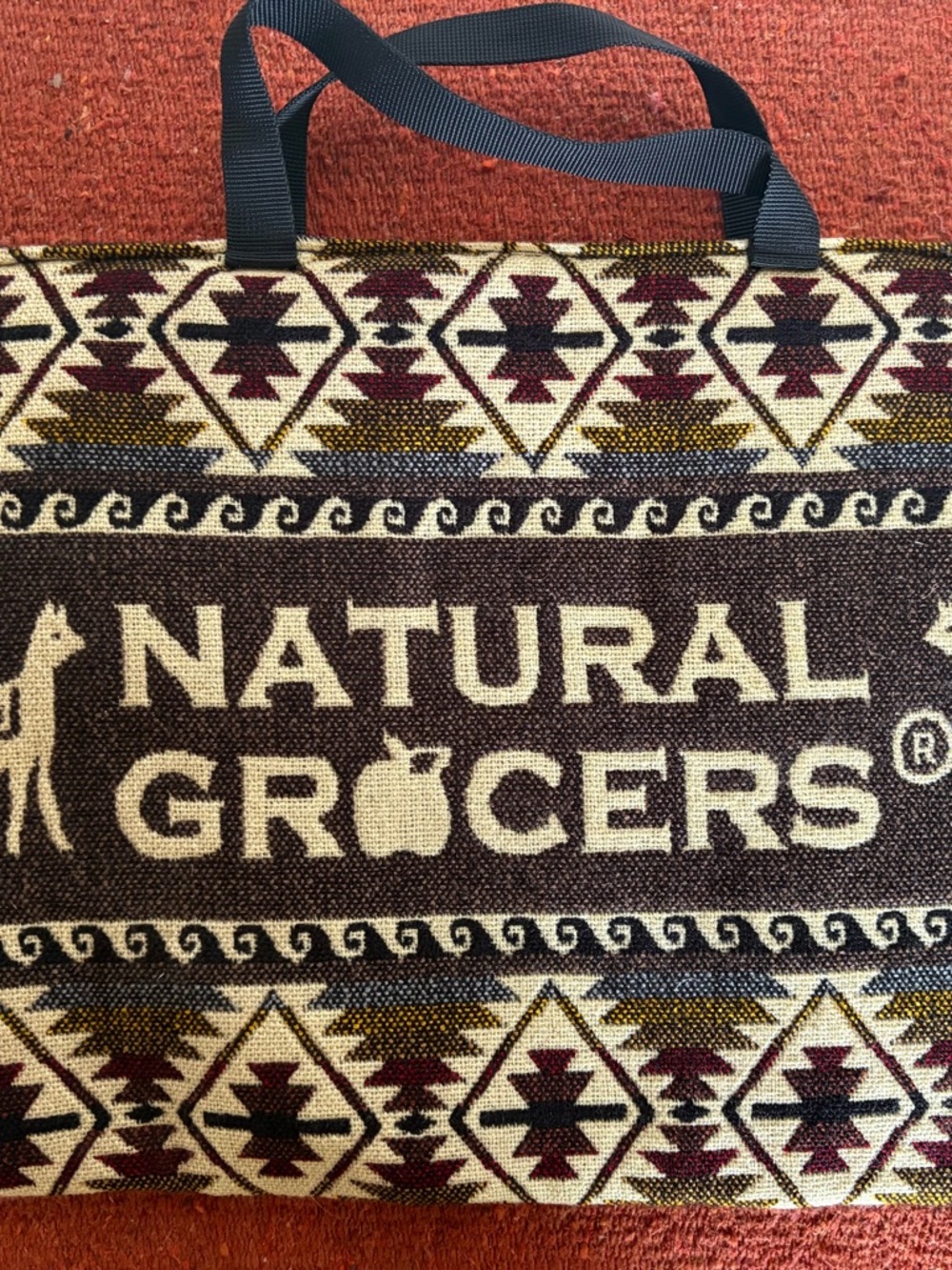 Natural Grocers Reusable Shopping Tote Padded Alpaca Southwestern Grocery Tote